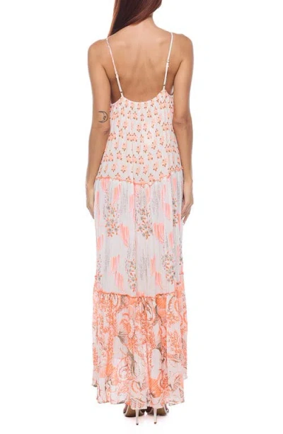 Ranee's Ranees Button Half Placket Maxi Sundress In Peach