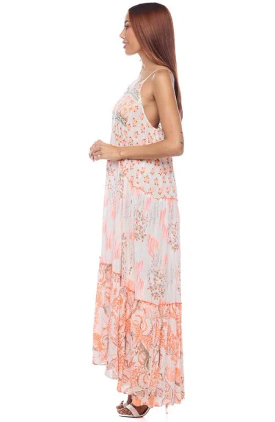 Ranee's Ranees Button Half Placket Maxi Sundress In Peach