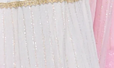 Ranee's Ranees Lace Tiered Maxi Sundress In Light Pink/white