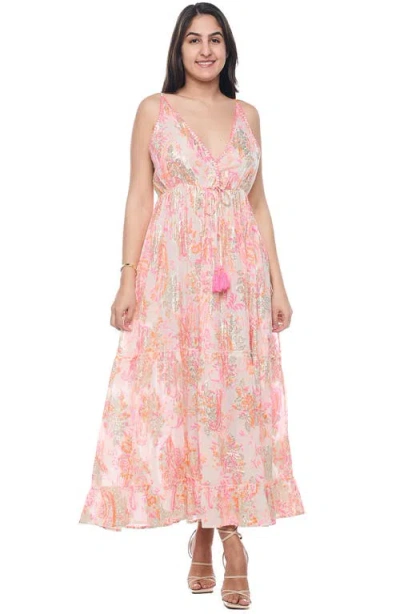 Ranee's Ranees Tassel Cotton Maxi Sundress In Pink