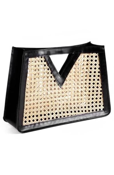 Adornia Rattan Frame Clutch In Multi