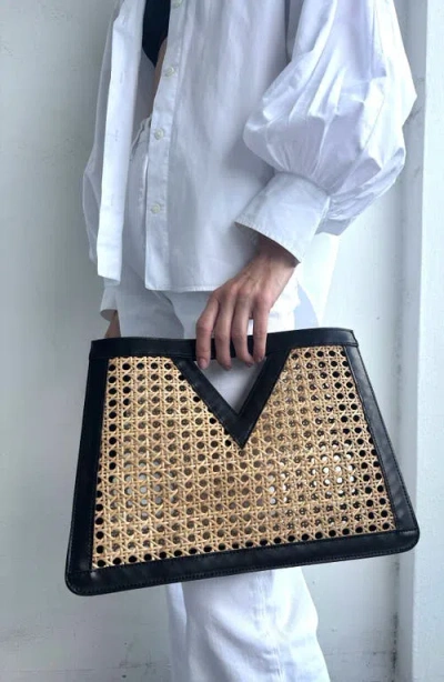 Adornia Rattan Frame Clutch In Multi