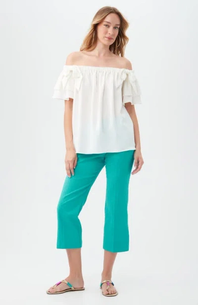 Trina Turk Silia Off The Shoulder Top In Whitewash