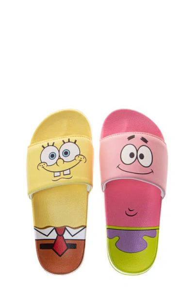 Josmo X Nickelodeon™ Kids' Spongebob Squarepants & Patrick Mismatch Slide Sandal In Yellow Pink