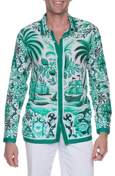 Ranee's Men's Island Escape Resort Shirt In Emerald