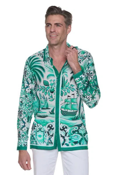 Ranee's Men's Island Escape Resort Shirt In Emerald