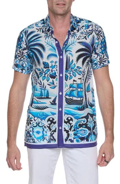 Ranee's Men's Sail Away Camp Shirt In Blue