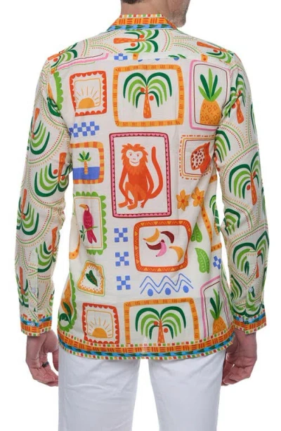 Ranee's Men's Pineapple Palms Resort Shirt In Green