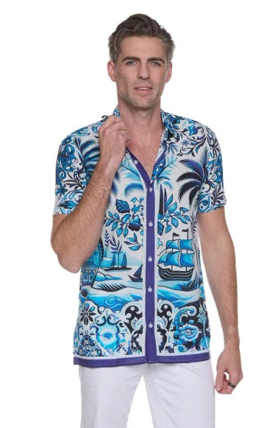 Ranee's Men's Sail Away Camp Shirt In Blue
