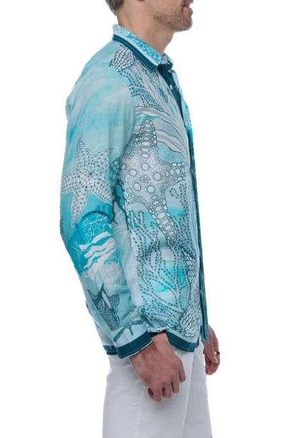 Ranee's Men's Aqua Allure Resort Shirt In Blue