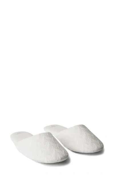Mango Embroidered Cotton Slipper In White