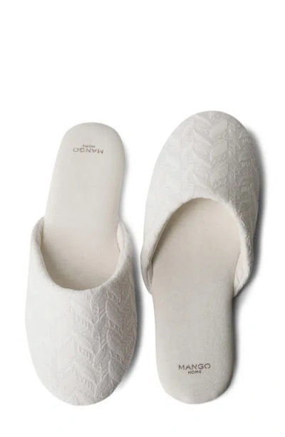 Mango Embroidered Cotton Slipper In White