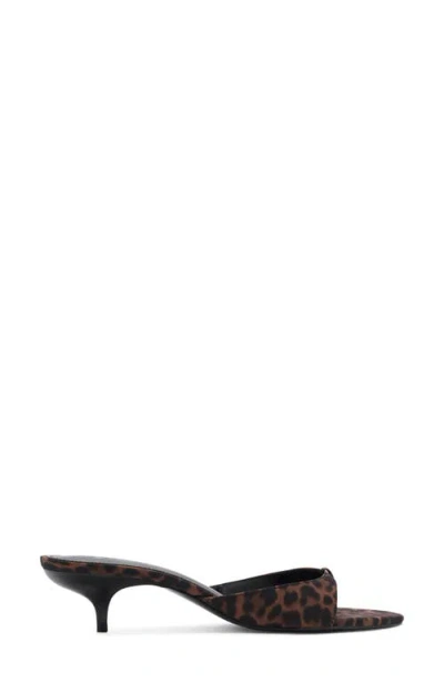 Mango Leopard Print Kitten Heel Sandal In Brown