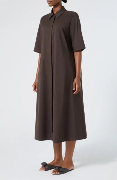 Marina Rinaldi 2a Uscita Ometto Flared Shirt Dress In Chocolate