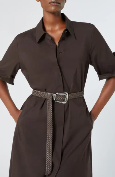 Marina Rinaldi 2a Uscita Ometto Flared Shirt Dress In Chocolate