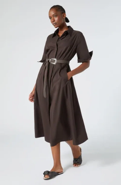 Marina Rinaldi 2a Uscita Ometto Flared Shirt Dress In Chocolate