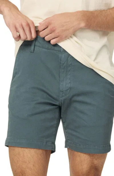 Warp & Weft Warp+weft Flat Front Stretch Cotton Twill Chino Shorts In Teal