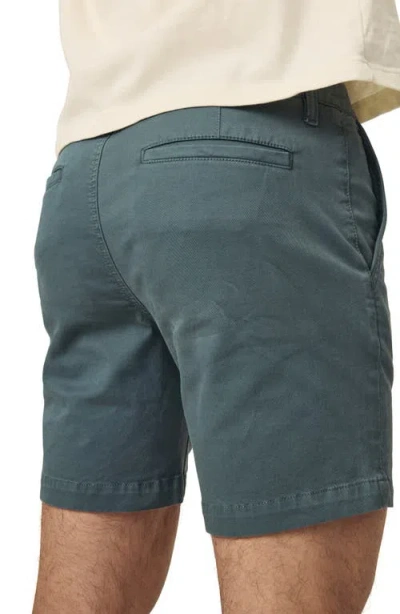 Warp & Weft Warp+weft Flat Front Stretch Cotton Twill Chino Shorts In Teal
