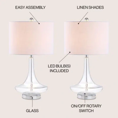 Jonathan Y Cecile 25.5" Glass Teardrop Led Table Lamp In Clear