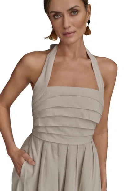 Donna Karan New York Pleated Halter Sundress In Natural