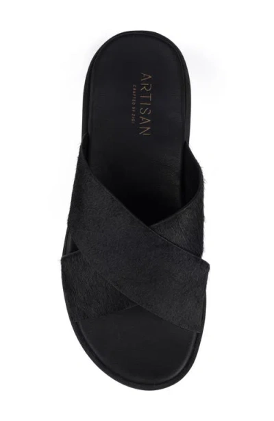 Zigi Artisan Maia Genuine Calf Hair Platform Sandal In Black