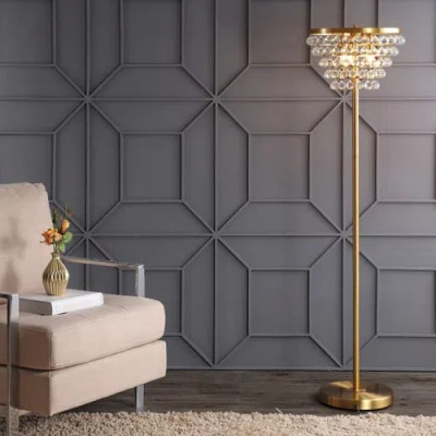 Jonathan Y Jemma 60" Crystal/metal Led Floor Lamp In Brass Gold