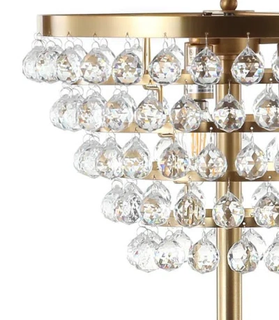 Jonathan Y Jemma 60" Crystal/metal Led Floor Lamp In Brass Gold