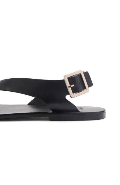 Mango Toe Loop Flat Sandal In Black