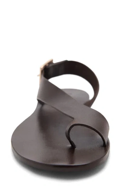 Mango Toe Loop Flat Sandal In Chocolate