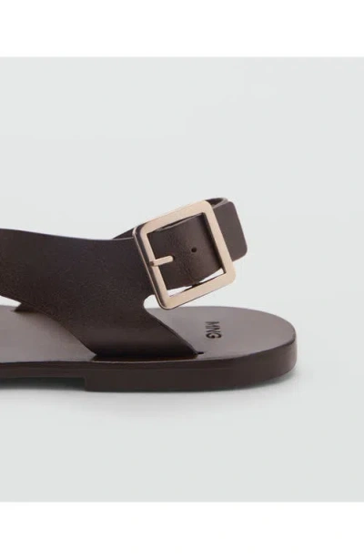 Mango Toe Loop Flat Sandal In Chocolate