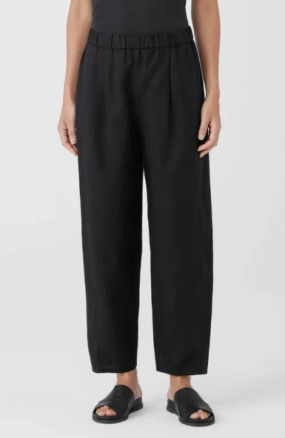Eileen Fisher Pleated Organic Cotton Lantern Pants In Black