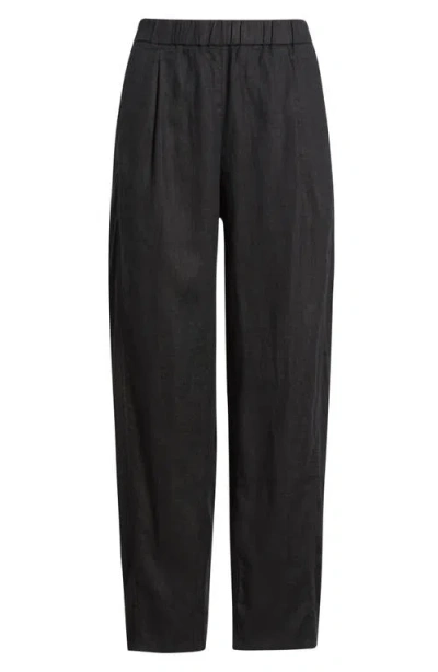 Eileen Fisher Pleated Organic Cotton Lantern Pants In Black