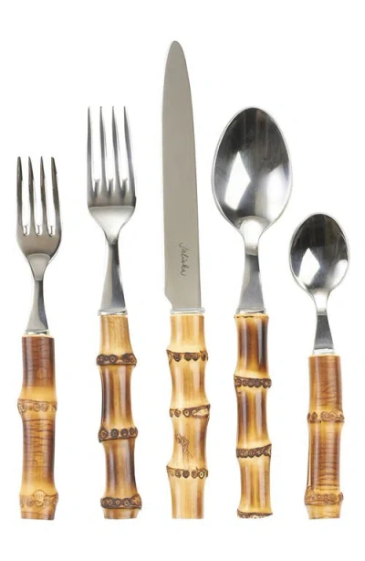 Juliska Bamboo 5-piece Flatware Place Setting In Silver/bamboo Natural
