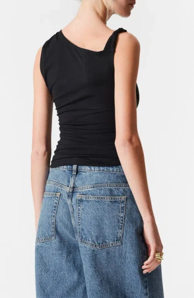 & Other Stories Asymmetric Drape Sleeveless Top In Black Dark