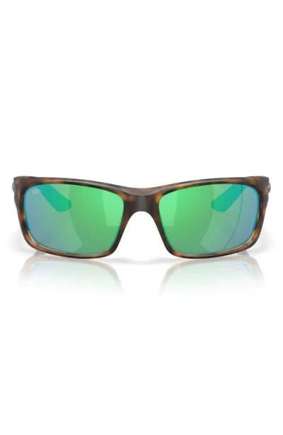 Costa Del Mar Jose Pro 62mm Polarized Oversize Rectangular Sunglasses In Matte Tortoise/green 580g