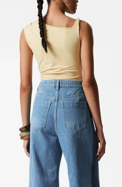 & Other Stories Asymmetric Drape Sleeveless Top In Yellow Light