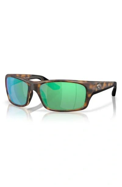 Costa Del Mar Jose Pro 62mm Polarized Oversize Rectangular Sunglasses In Matte Tortoise/green 580g