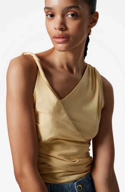 & Other Stories Asymmetric Drape Sleeveless Top In Yellow Light