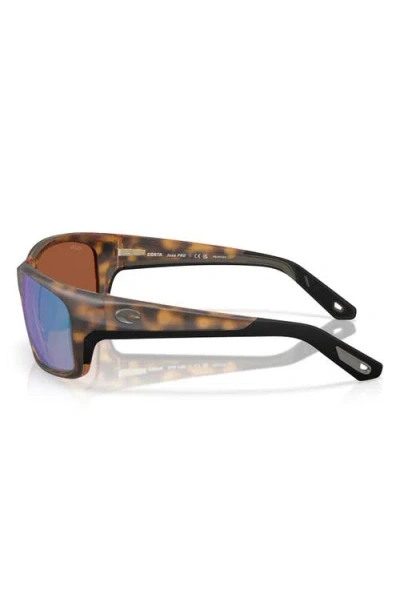 Costa Del Mar Jose Pro 62mm Polarized Oversize Rectangular Sunglasses In Matte Tortoise/green 580g