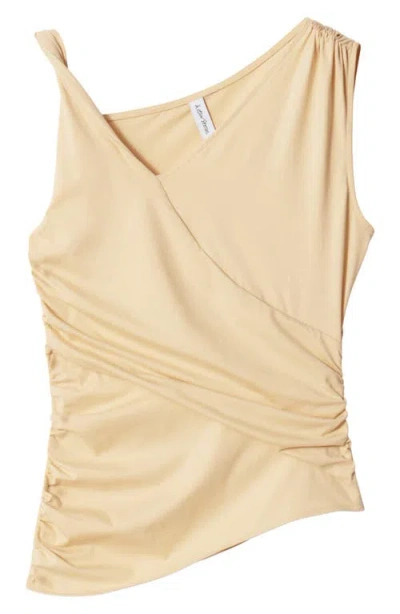 & Other Stories Asymmetric Drape Sleeveless Top In Yellow Light