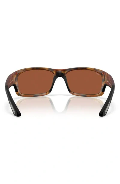 Costa Del Mar Jose Pro 62mm Polarized Oversize Rectangular Sunglasses In Matte Tortoise/green 580g