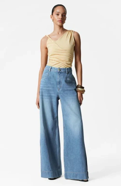 & Other Stories Asymmetric Drape Sleeveless Top In Yellow Light