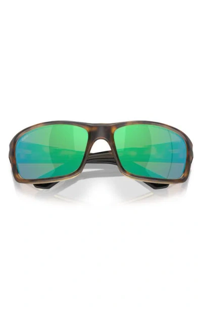 Costa Del Mar Jose Pro 62mm Polarized Oversize Rectangular Sunglasses In Matte Tortoise/green 580g