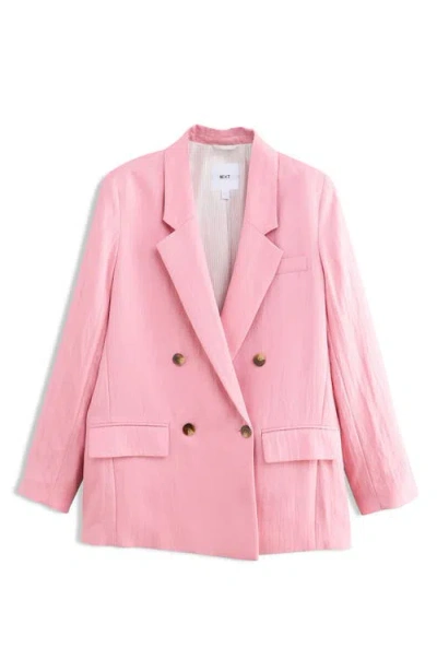 Next Double Breasted Blazer In Pink