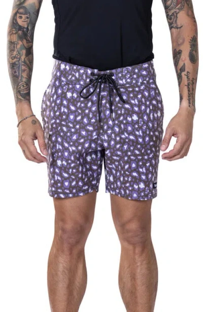Vast Leopard Print Ii Stretch Board Shorts In Plum Multi