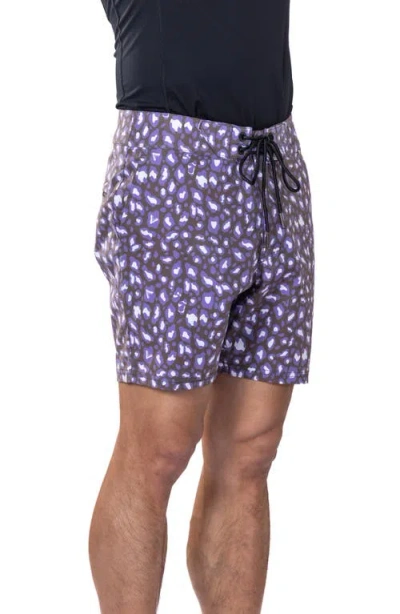 Vast Leopard Print Ii Stretch Board Shorts In Plum Multi
