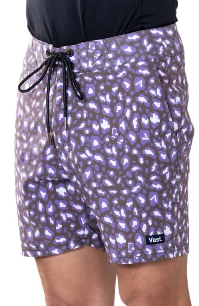 Vast Leopard Print Ii Stretch Board Shorts In Plum Multi