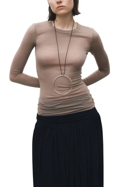Mango Lightweight Long Sleeve Top In Light/pastel Brown