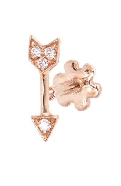 Maria Tash Diamond Arrow Threaded Stud In Rose Gold