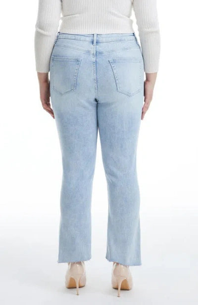 Bayeas Daisy High Waist Raw Edge Crop Straight Leg Jeans In Blue